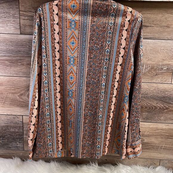 Ladies Handcrafted Long Sleeve Button Up Blouse Paisley Southwestern Vintage - Picture 5 of 6